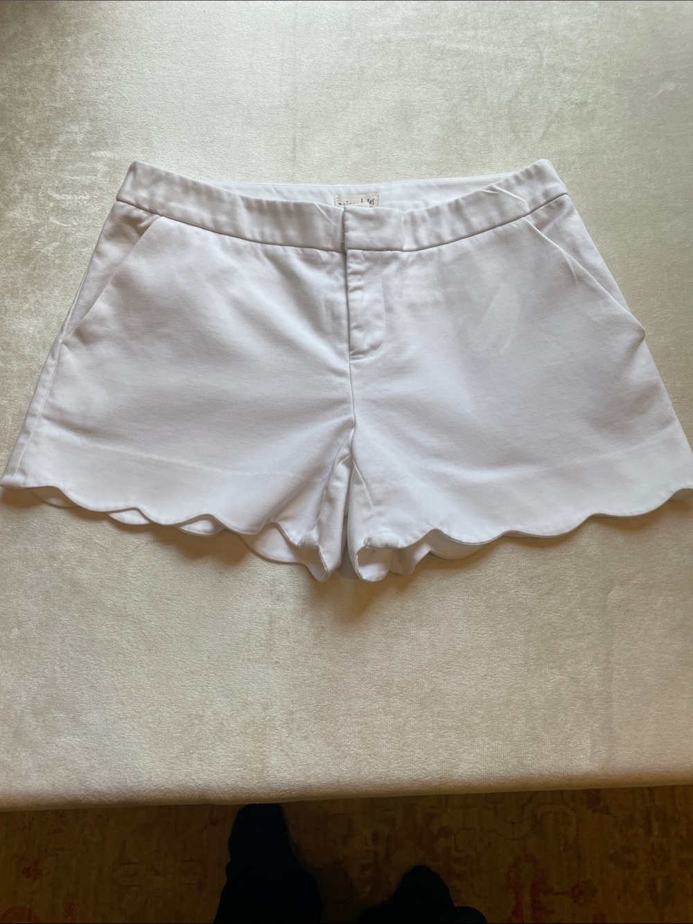 Maison Jules White Scallop-Hem Bermuda Shorts